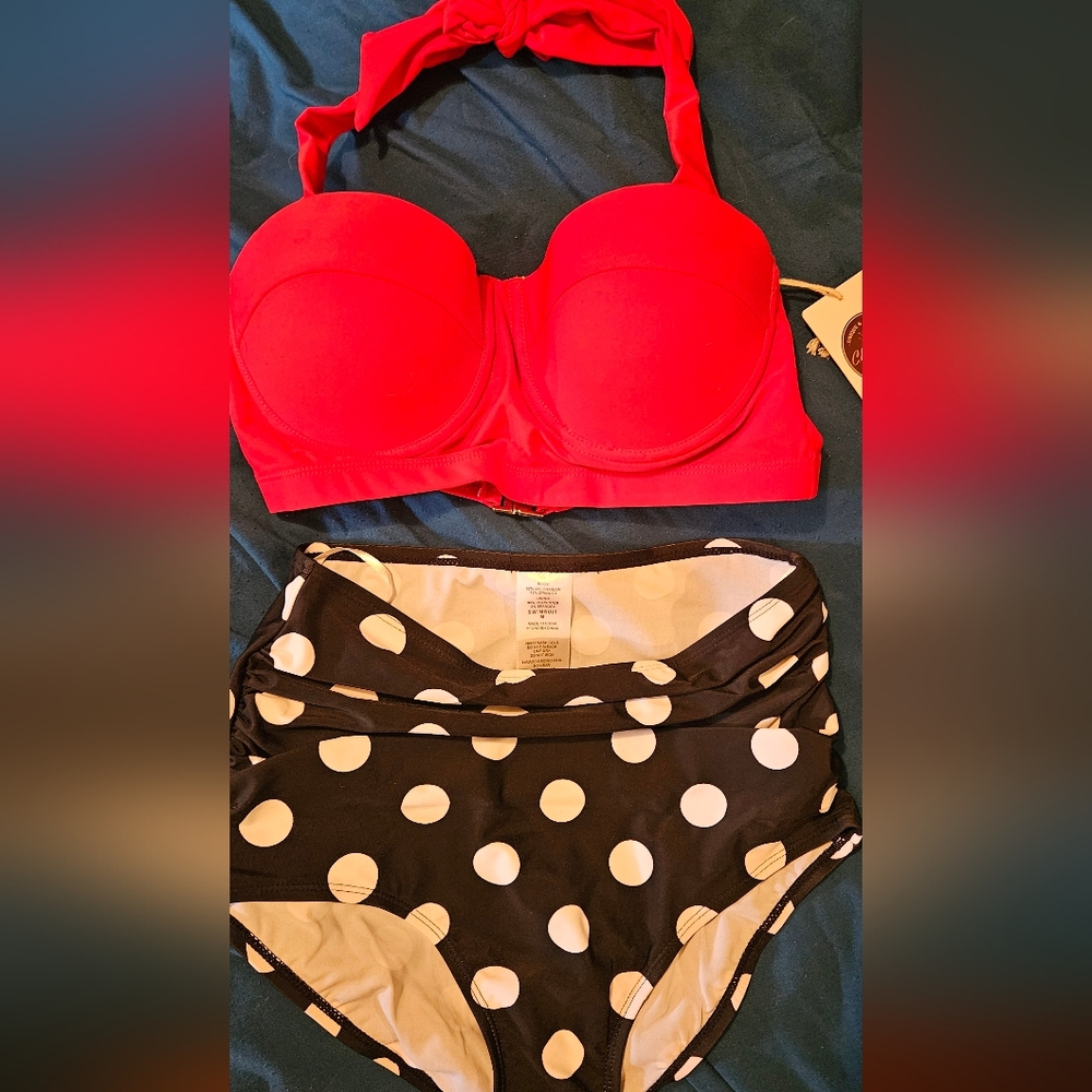 NWT Vintage Cherry Cat Swimsuit bikini